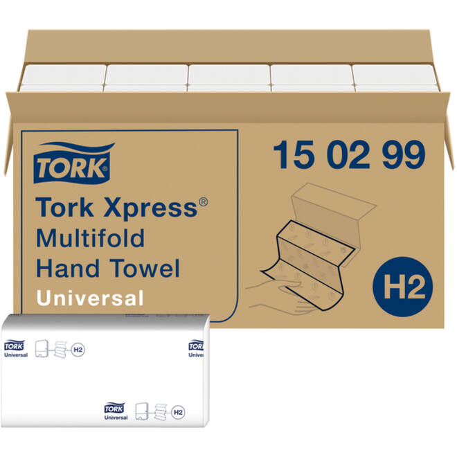 Handdoek Tork Xpress Basis H2 multifold universal 2-laags wit 150299