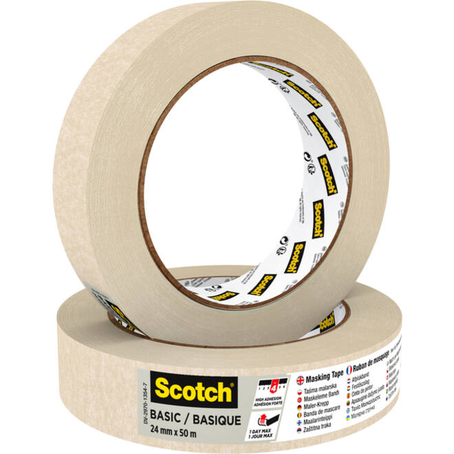 Afplaktape Scotch Basic 24mmx50m beige