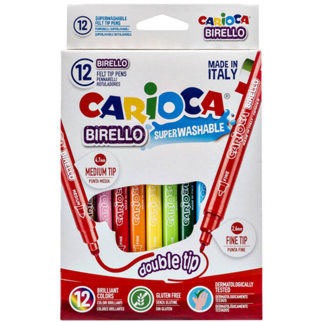Viltstift Carioca Birello dubbelpunters assorti set à 12 stuks