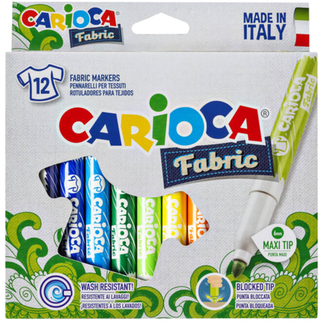 Viltstiften Carioca Textiel set à 12 kleuren