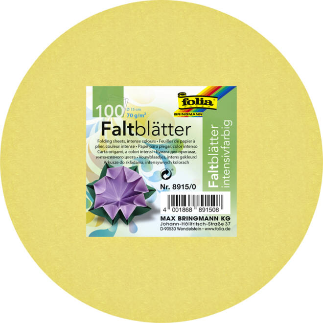 Origami papier Folia 70gr rond 15cm 100 vel assorti kleuren