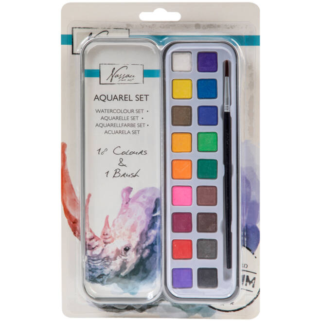 Aquarelverf Nassau Art blik à 18 napjes en penseel