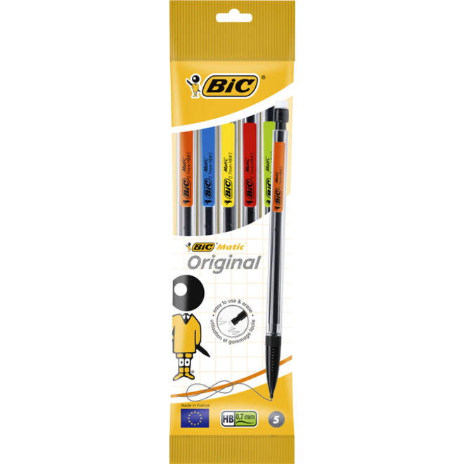 Vulpotlood Bic Matic Original HB 0.7mm assorti zak à 5 stuks