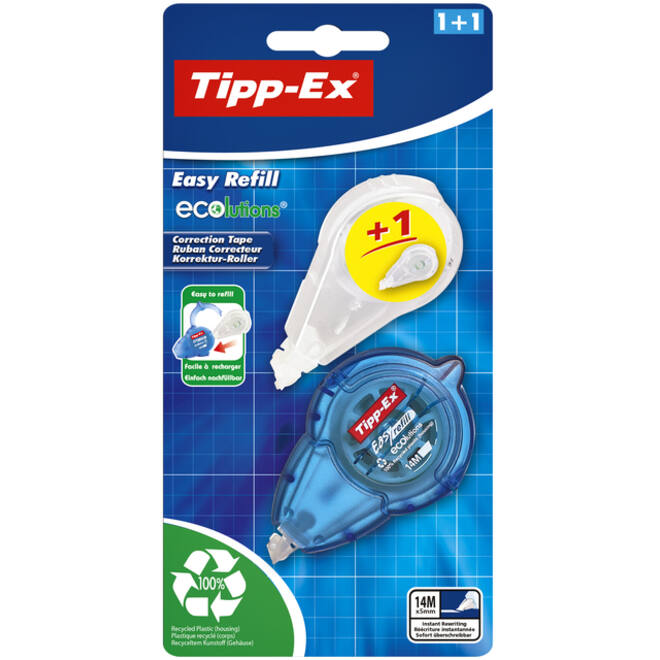 Correctieroller Tipp-ex easy refill ecolutions + refill 5mmx14m blister à 1+1