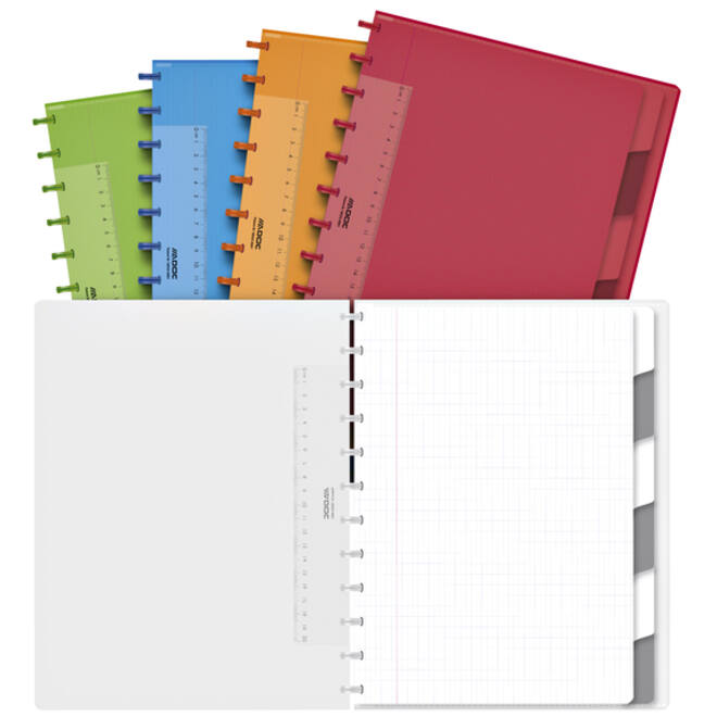 Schrift Adoc A4 ruit 4x8mm 144 pagina's 90gr met 6 tabbladen assorti