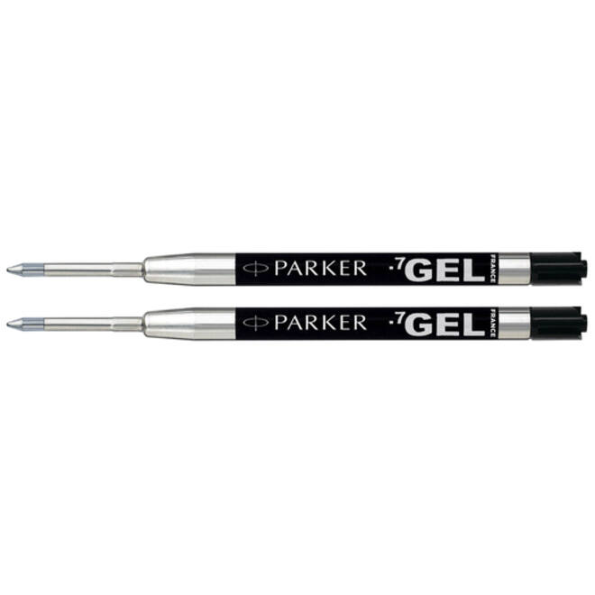 Gelschrijvervulling Parker Quink medium zwart blister à 2 stuks