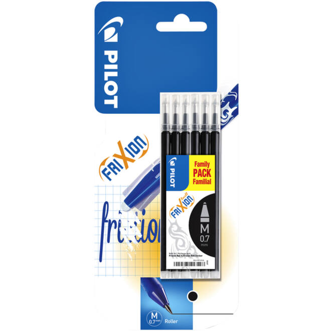 Rollerpenvulling Pilot friXion medium zwart set à 6 stuks