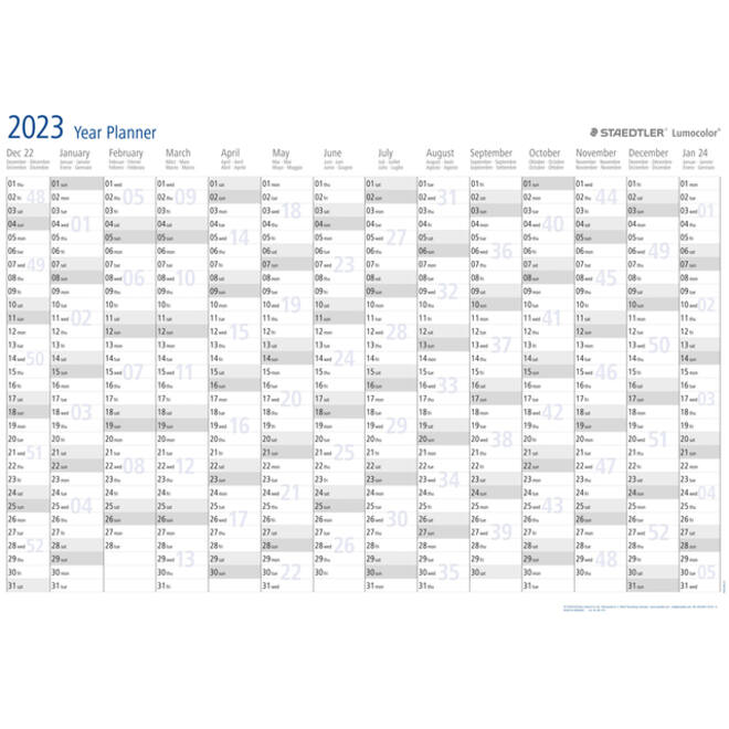 Jaarplanner 2026 Staedtler Lumocolor 84x60cm oprolbaar
