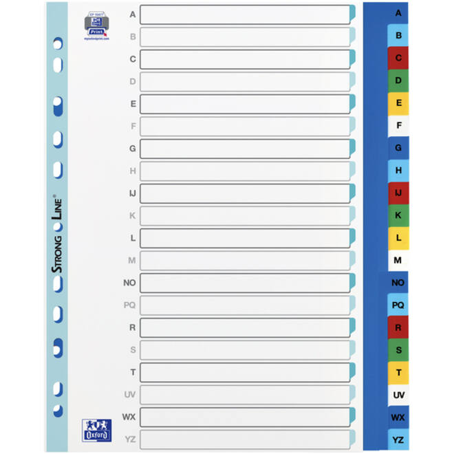 Tabbladen Oxford A4+ 11-gaats 20-delig A-Z PP kleur