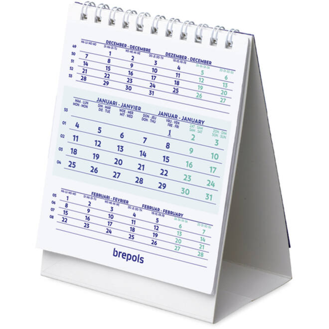 3-Maandsbureaukalender 2027 Brepols 10.5x13cm
