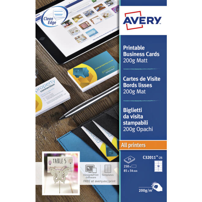 Visitekaart Avery C32011-10 85x54mm 200gr 100 stuks