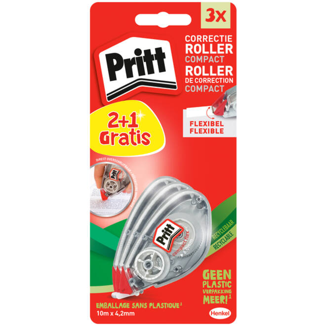 Correctieroller Pritt compact flex 4.2mm x 10m blister 2+1 gratis
