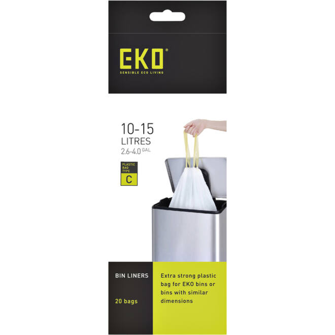 Afvalzak EKO MDPE type C met trekband 45x50cm 10-15L wit