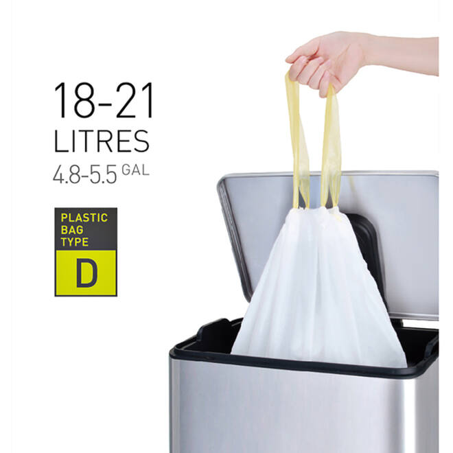 Afvalzak EKO MDPE type D met trekband 55x55cm 18-21L wit