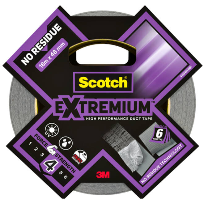 Duct tape Scotch Extremium no residue 18.2mx48mm grijs