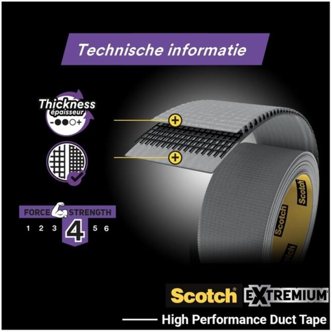 Duct tape Scotch Extremium no residue 18.2mx48mm grijs