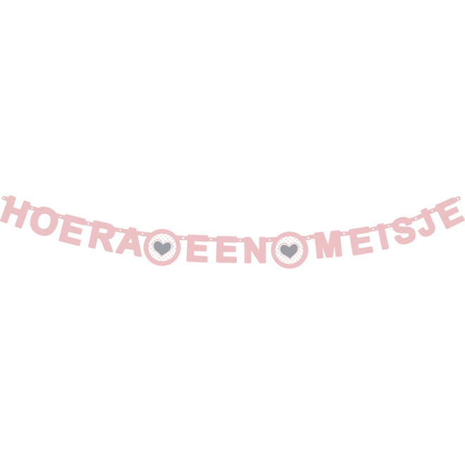 Letterslinger ''Hoera een meisje'' roze