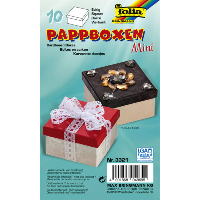 Doos karton Folia mini 7,5x7,5x4,5cm 10 stuks kraft