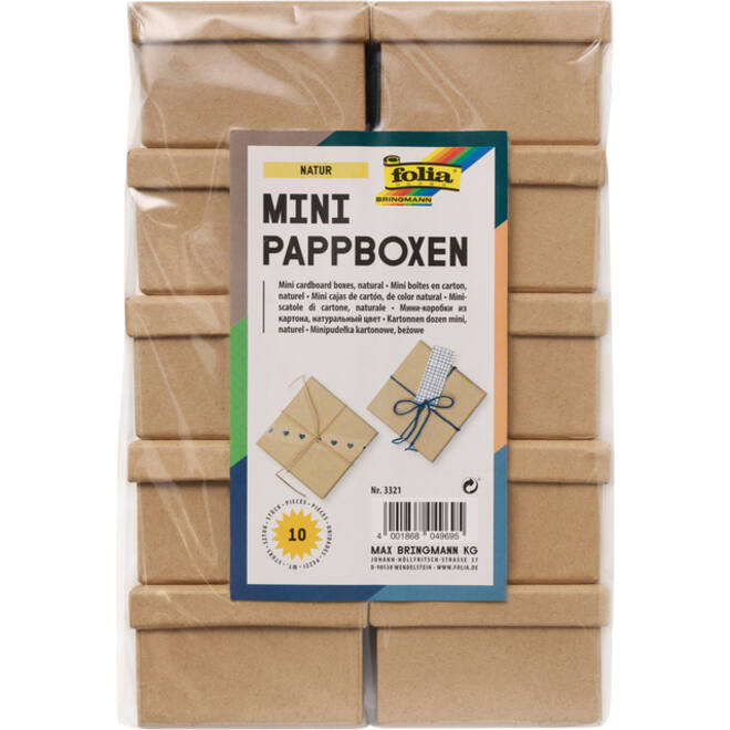 Doos karton Folia mini 7,5x7,5x4,5cm 10 stuks kraft