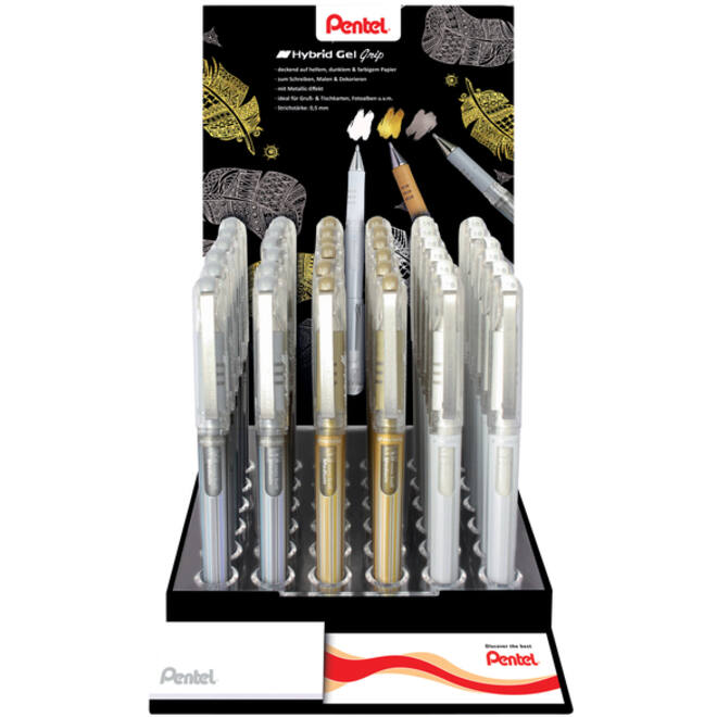 Gelschrijver Pentel K230M medium metallic assorti 3 kleuren