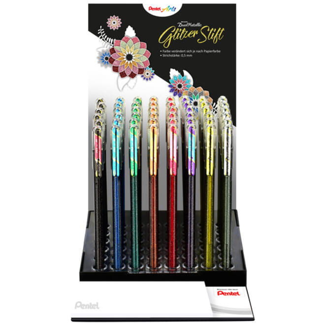 Gelschrijver Pentel K110 Dual medium metallic assorti 8 kleuren