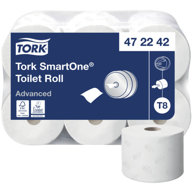 Toiletpapier Tork SmartOne® T8 advanced 2 laags 1150 vel wit 472242