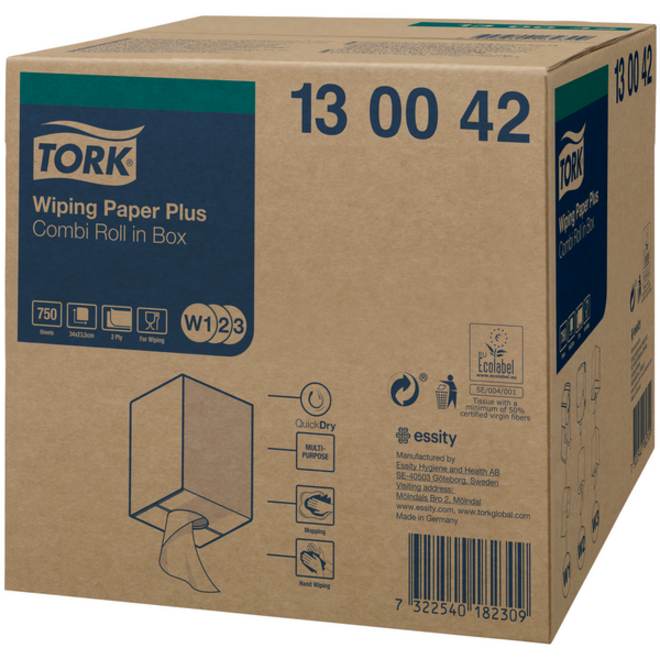 Poetspapier Tork Wiping Plus Combi W1/2/3 multifunctioneel 255m wit 130042