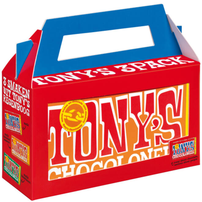 Chocolade Tony's Chocolonely Rainbowpack Classic 3 repen à 180gr