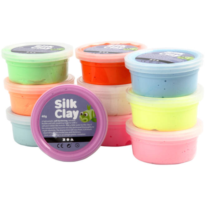 Klei Silk Clay basic-2 10 x 40gr 10 neon kleuren