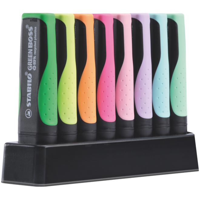 Markeerstift STABILO GREEN BOSS 6070/8 pastel assorti deskset à 8 stuks