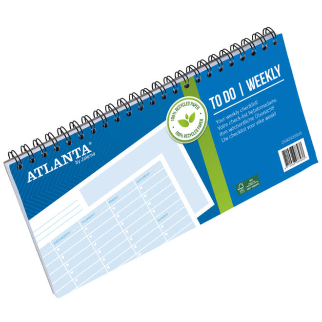 Things to do Djois Atlanta recycled papier Weekly 297x150mm 60vel 70gr landscape blauw