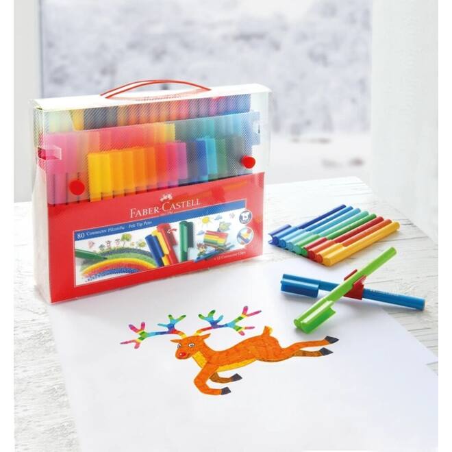 Kleurstift Faber-Castell Connector assorti koffer à 60 stuks