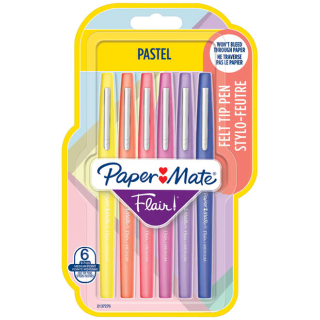 Fineliner Paper Mate Flair Pastel blister à 6 kleuren