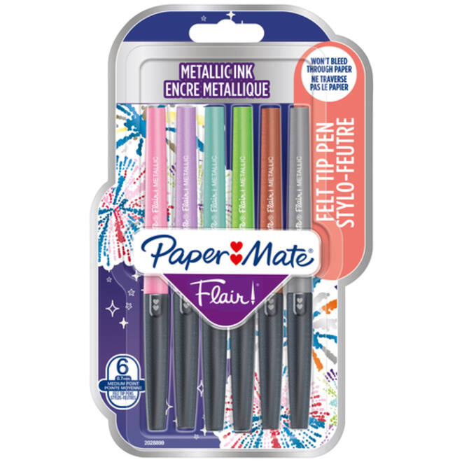 Fineliner Paper Mate Flair Metallic medium blister à 6 stuks