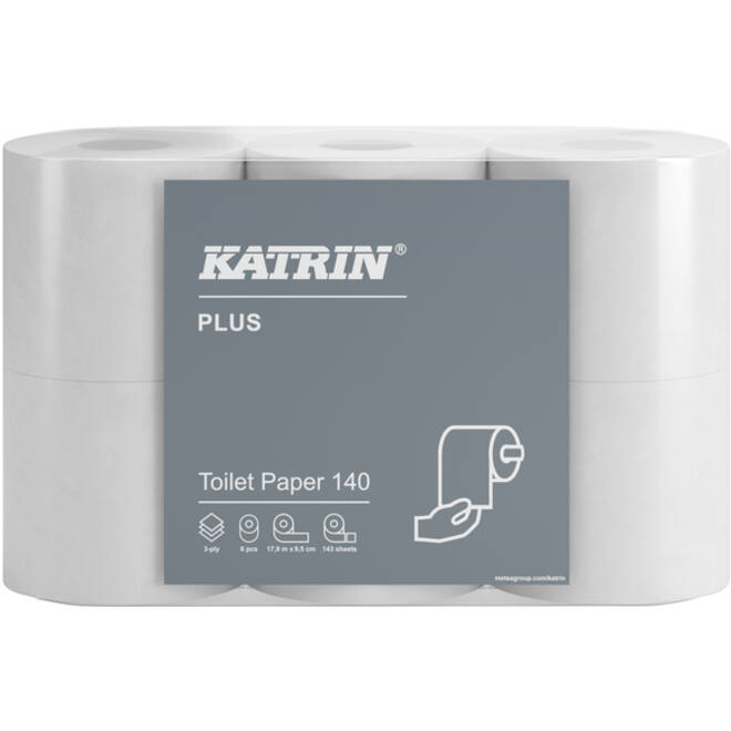 Toiletpapier Katrin Plus 3-laags wit 143vel 48rollen