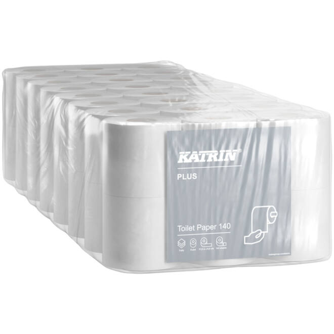 Toiletpapier Katrin Plus 3-laags wit 143vel 48rollen