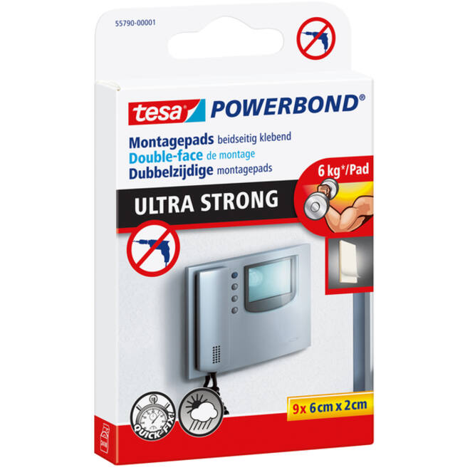 Montage pad tesa® Powerbond Ultra Strong dubbelzijdig 2x6cm 9 stuks