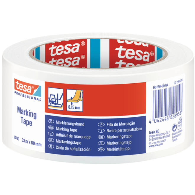 Markeringstape Tesa 60760 PVC 50mmx33m wit