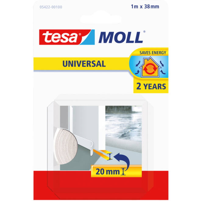 Tochtstrips tesamoll® Universal Zelfklevend tbv deur 1mx38mm wit