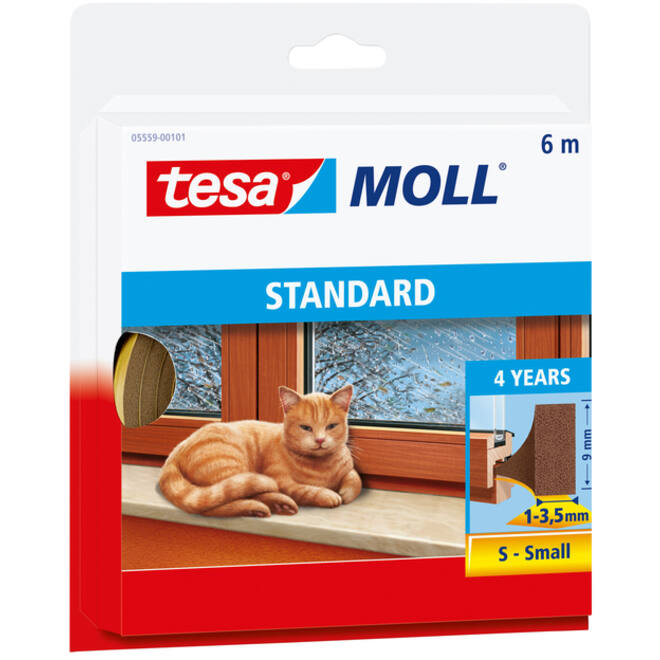 Tochtstrip tesamoll® Standard I-Profiel zelfklevend 6mx9mm bruin