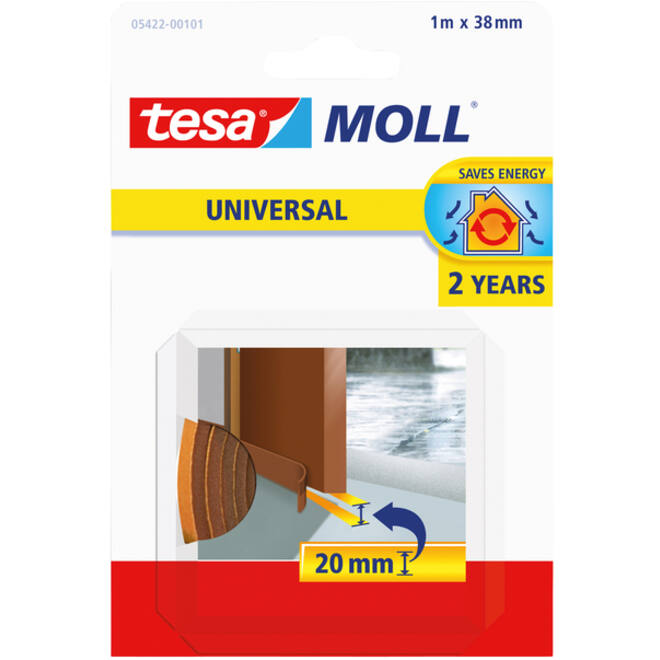 Tochtstrips tesamoll® Universal zelfklevende tbv deur 1mx38mm bruin
