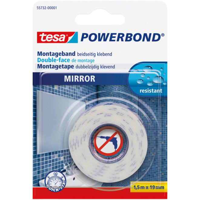 Montagetape tesa® Powerbond Spiegel dubbelzijdig 1,5mx19mm