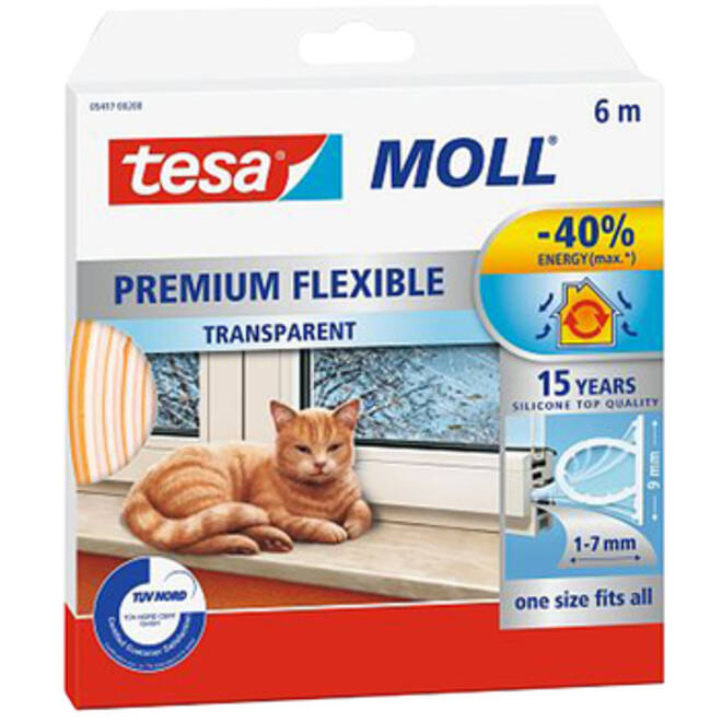 Tochtstrip tesamoll® Premium Flexible siliconen 6mx9mm transparant