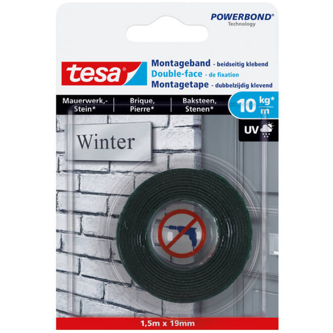 Montagetape tesa® Powerbond baksteen dubbelzijdig 1,5mx19mm