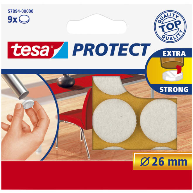 Beschermvilt tesa® Protect anti-kras Ø26mm wit 12 stuks