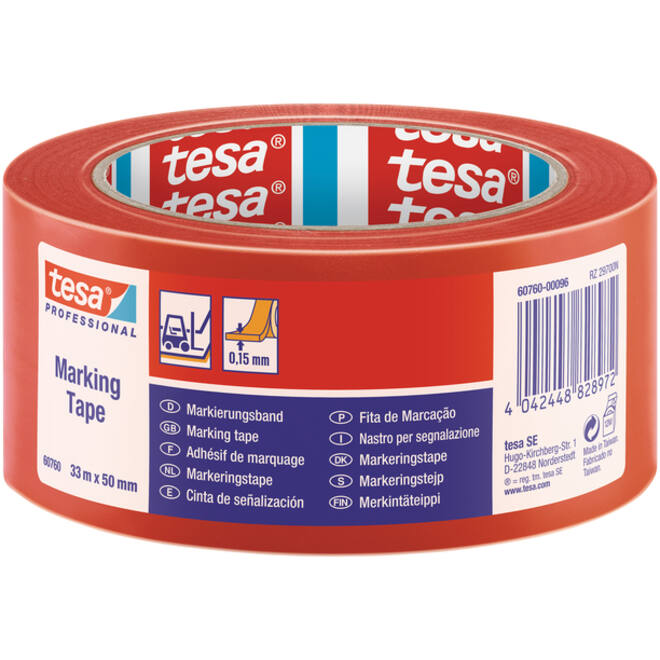 Markeringstape Tesa 60760 PVC 50mmx33m rood