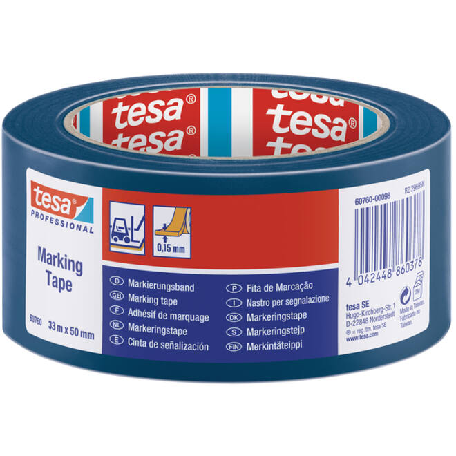 Markeringstape Tesa 60760 PVC 50mmx33m blauw