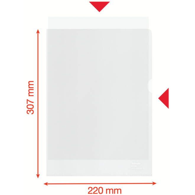 Insteekmap L-model Esselte A4 100% gerecycled 0.10mm transparant 100 stuks