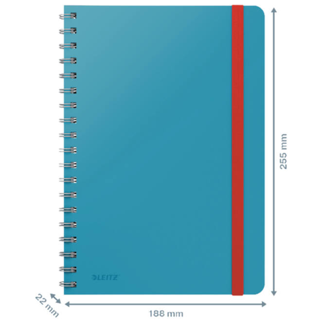 Notitieboek Leitz Cosy B5 160blz 100gr spiraal lijn blauw