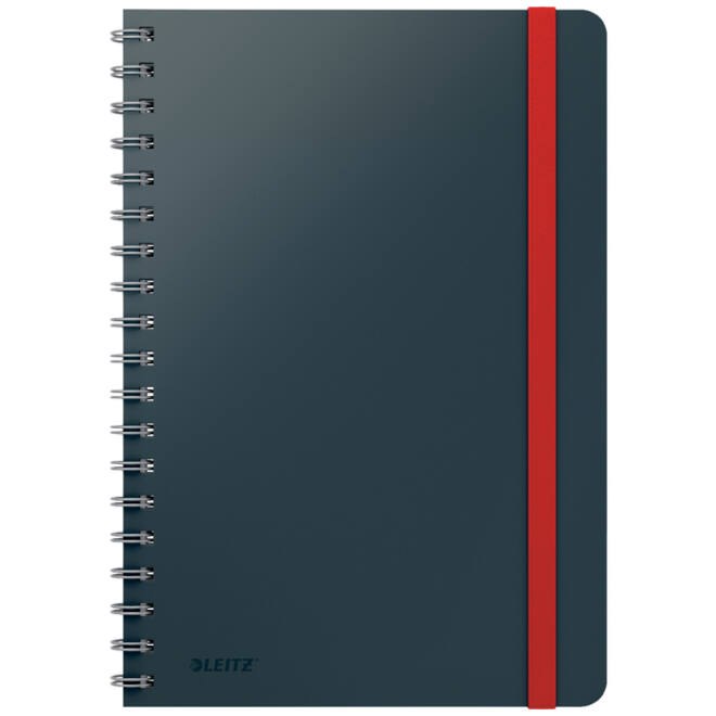 Notitieboek Leitz Cosy B5 160blz 100gr spiraal lijn grijs